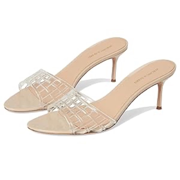 Nude Clear Strap Kitten Heel Mules